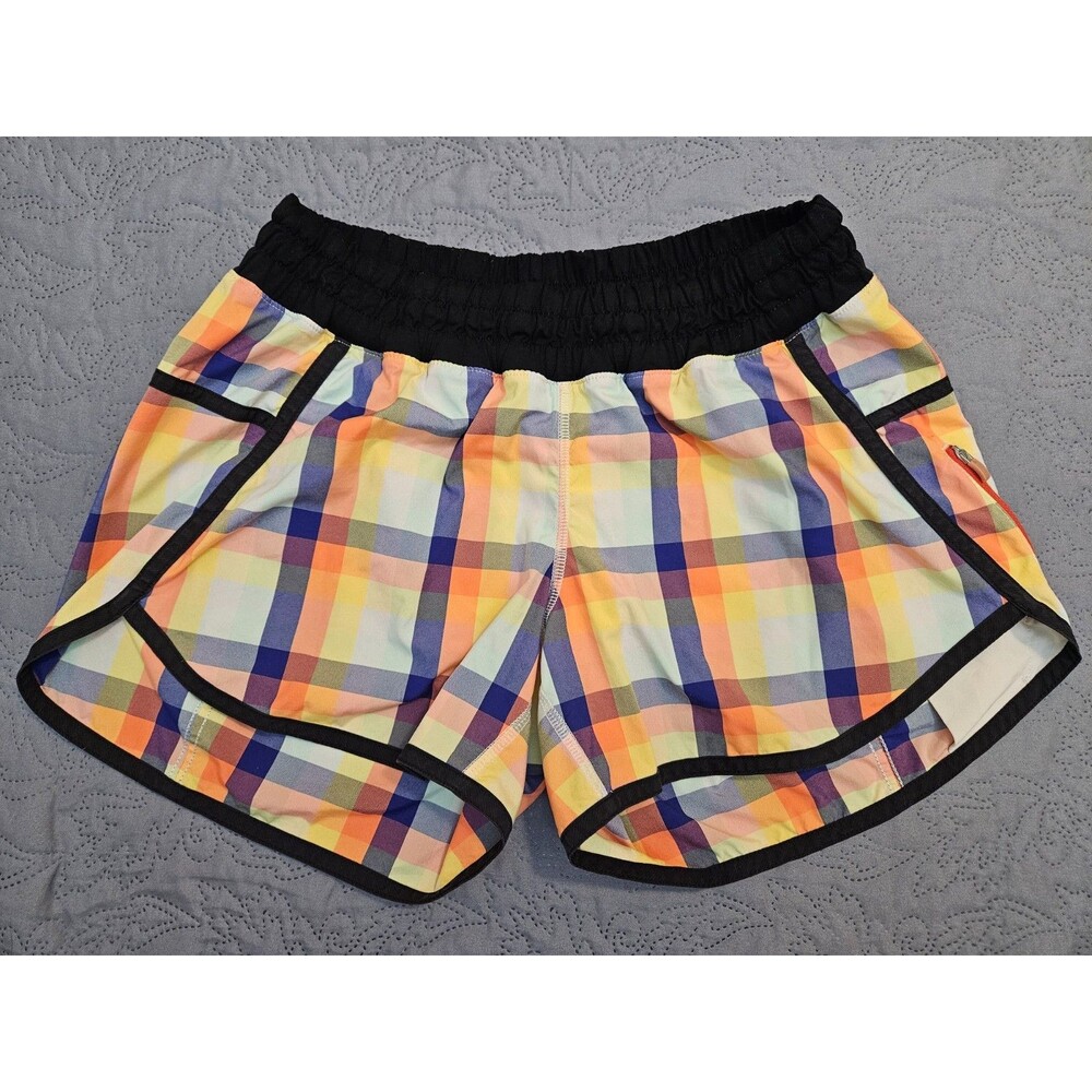 lululemon athletica Plaid Multicolor Athletic Shorts - Black Waistband